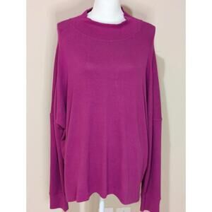 Hot Pink Mock Neck Pullover Long Sleeve Sweater Size XL